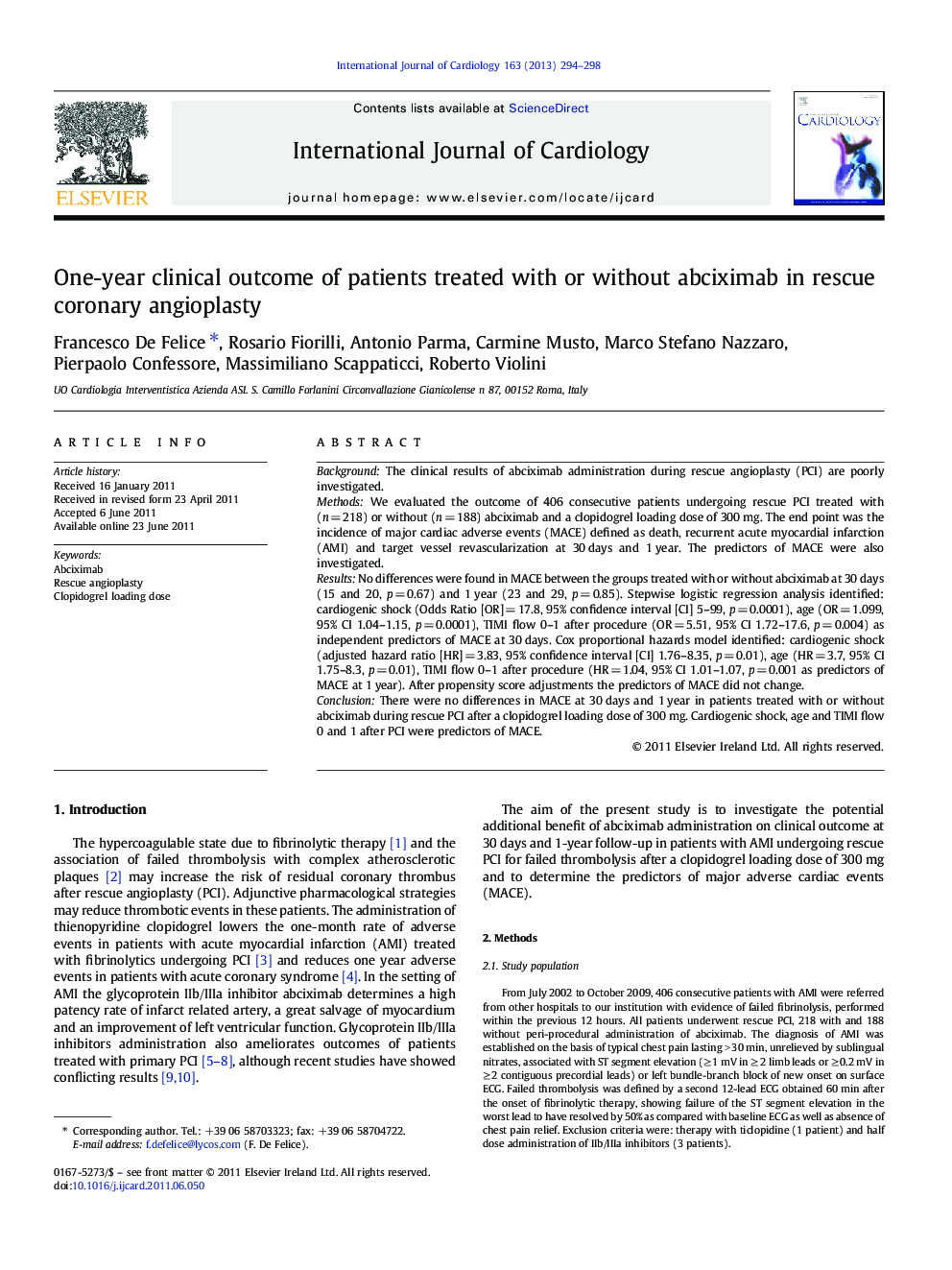 One-year clinical outcome of patients treated with or without abciximab in rescue coronary angioplasty