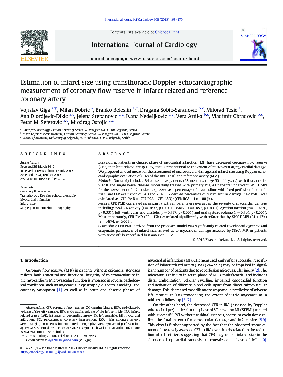 Estimation of infarct size using transthoracic Doppler echocardiographic measurement of coronary flow reserve in infarct related and reference coronary artery