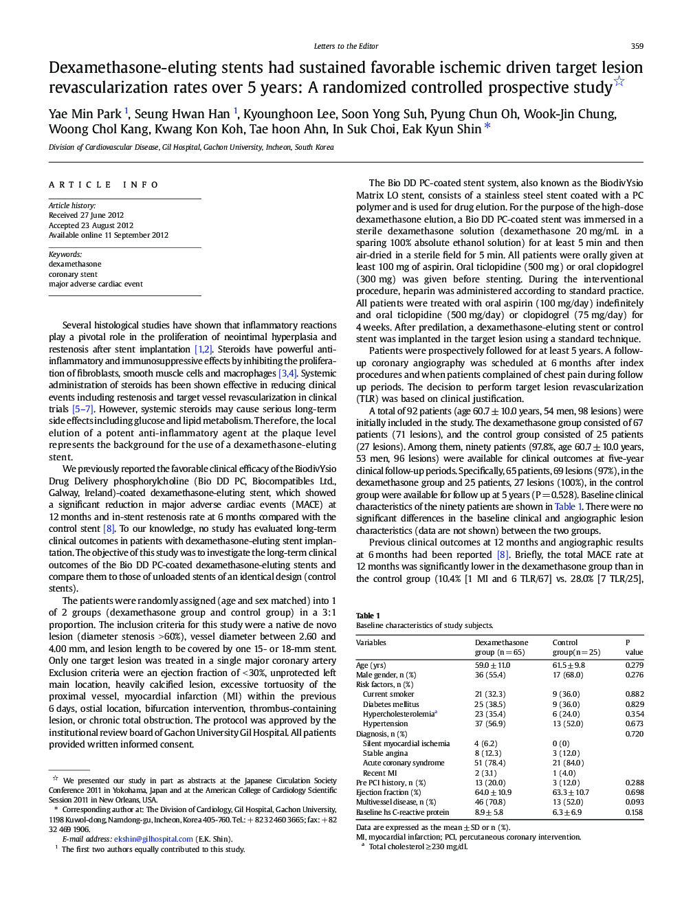 Dexamethasone-eluting stents had sustained favorable ischemic driven target lesion revascularization rates over 5 years: A randomized controlled prospective study