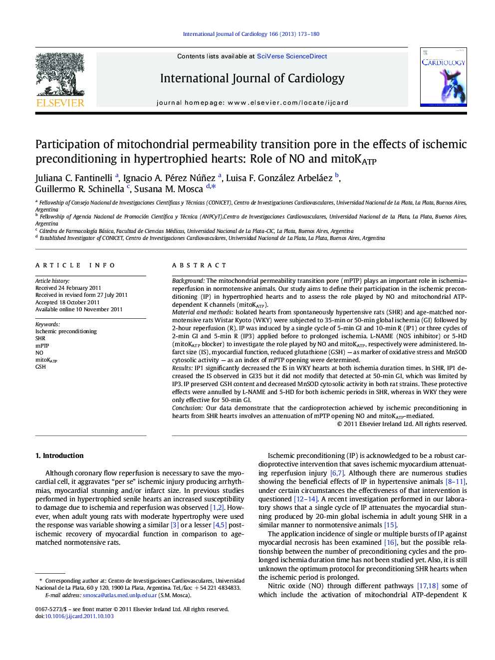 عکس صفحه اول مقاله: Participation of mitochondrial permeability transition pore in the effects of ischemic preconditioning in hypertrophied hearts: Role of NO and mitoKATP Participation of mitochondrial permeability transition pore in the effects of ischemic preconditioning in hypertrophied hearts: Role of NO and mitoKATP