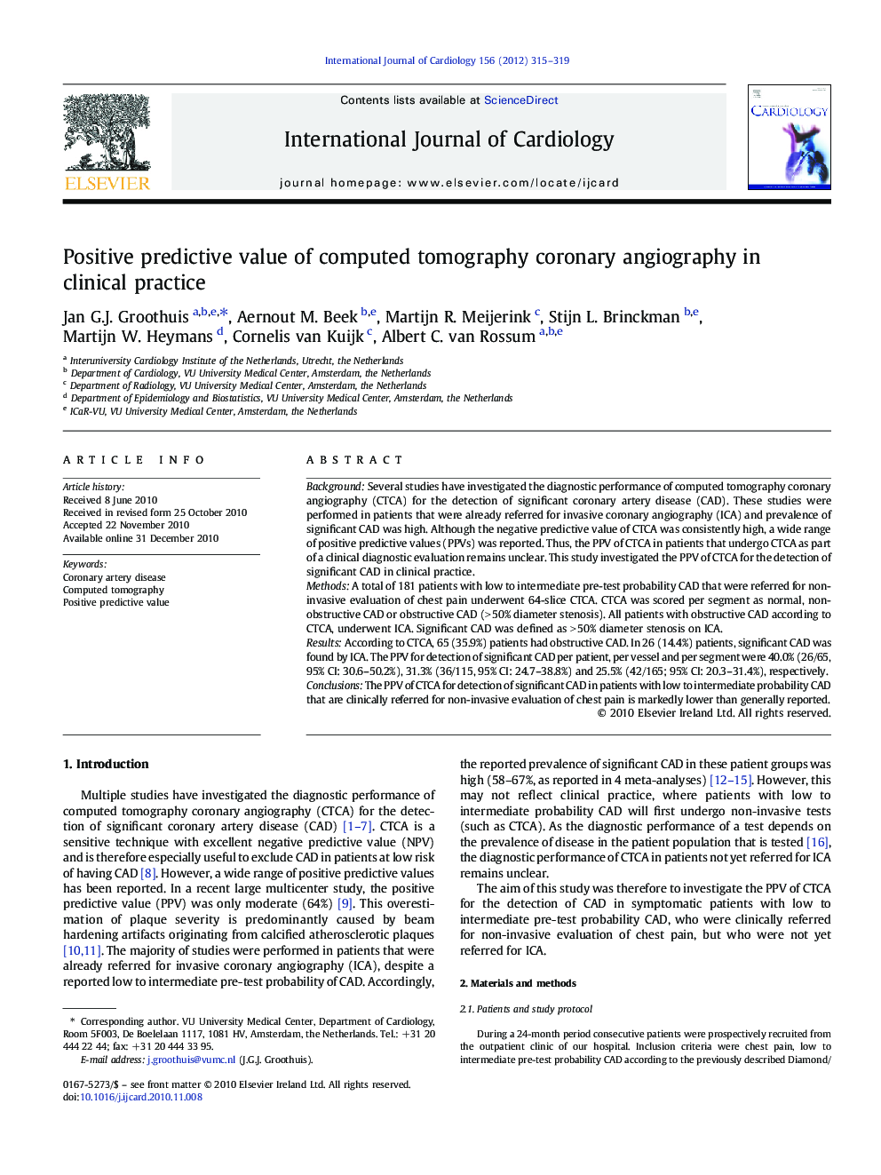 Positive predictive value of computed tomography coronary angiography in clinical practice