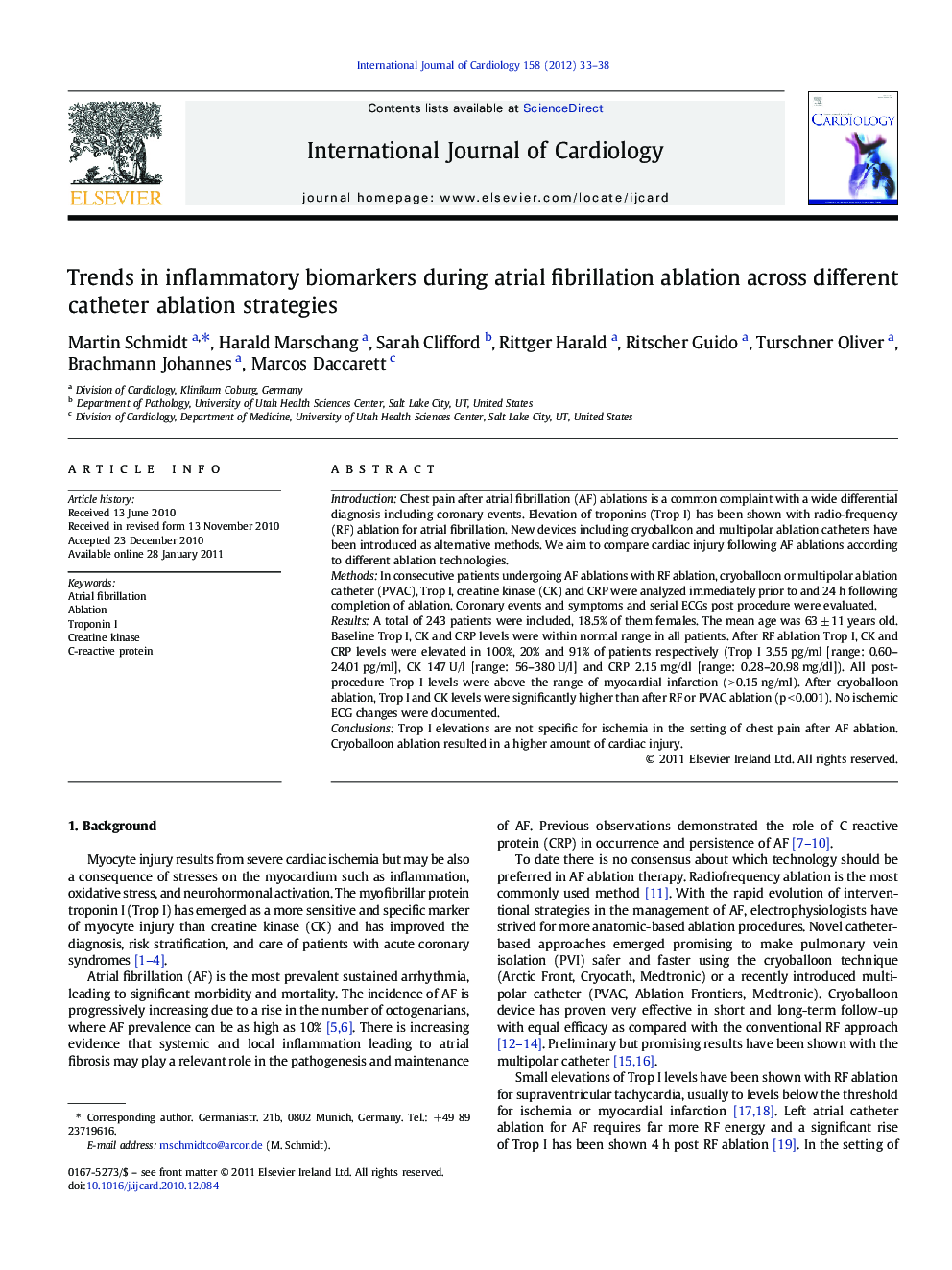 Trends in inflammatory biomarkers during atrial fibrillation ablation across different catheter ablation strategies