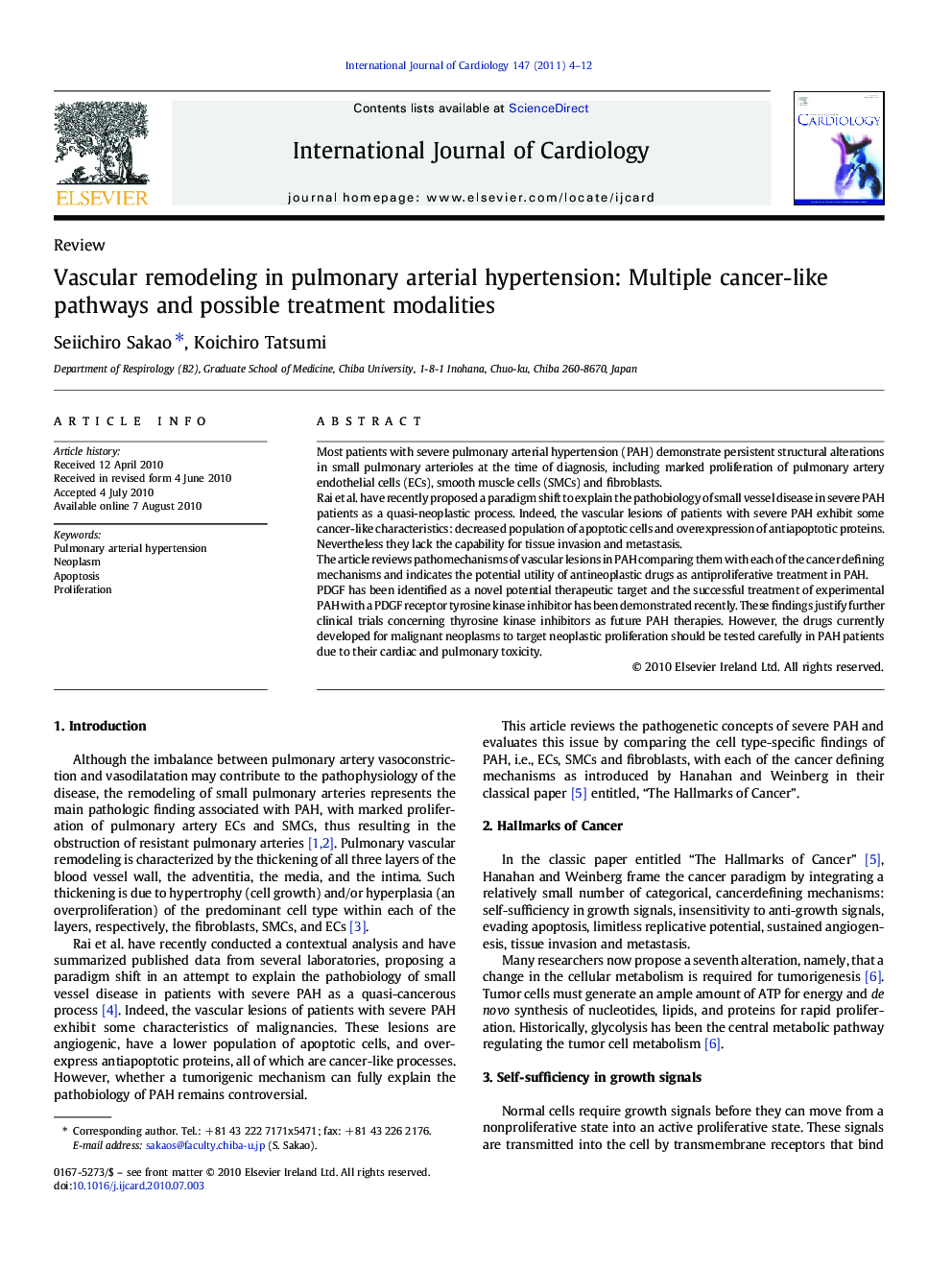 Vascular remodeling in pulmonary arterial hypertension: Multiple cancer-like pathways and possible treatment modalities