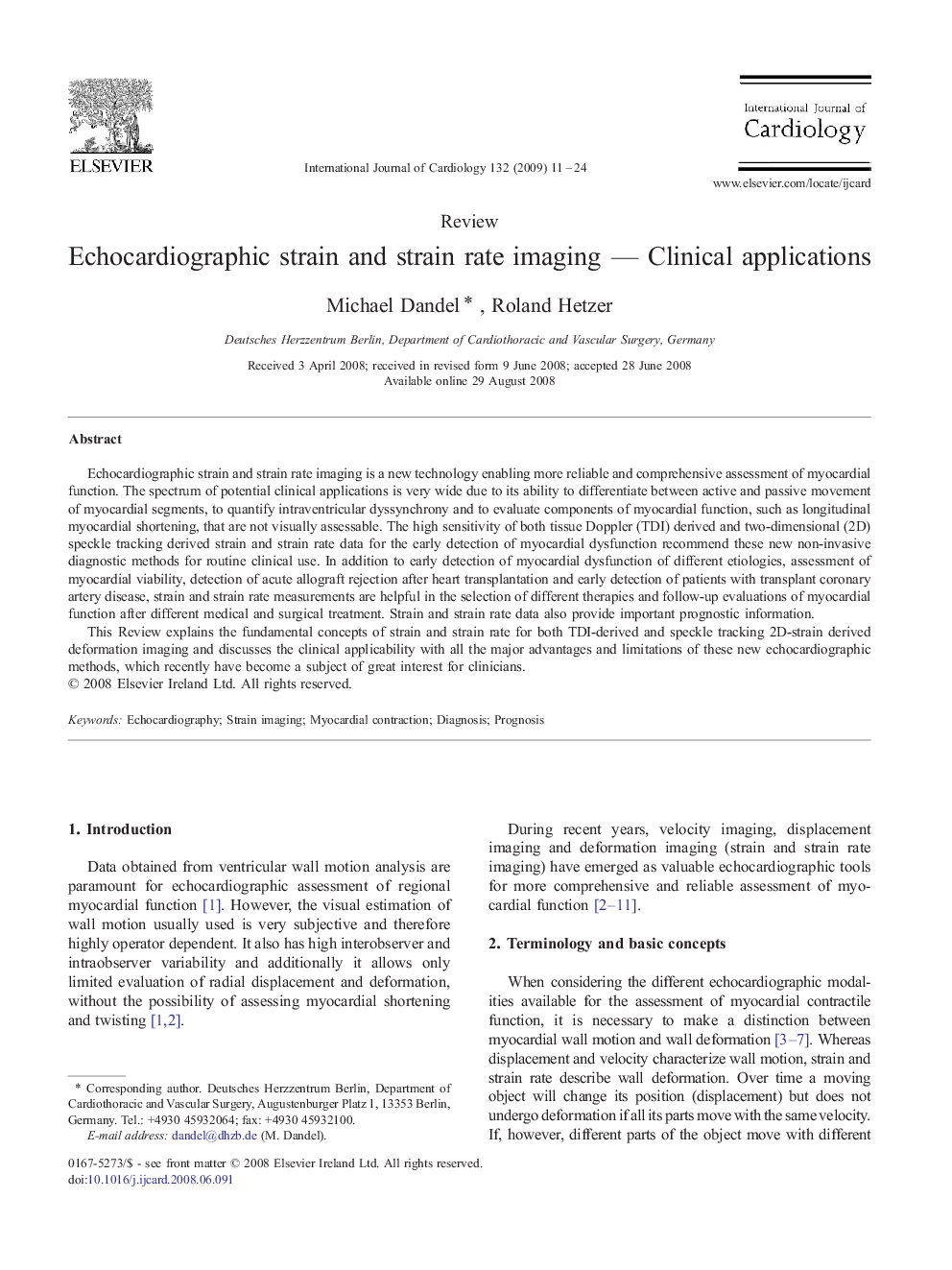 Echocardiographic strain and strain rate imaging - Clinical applications