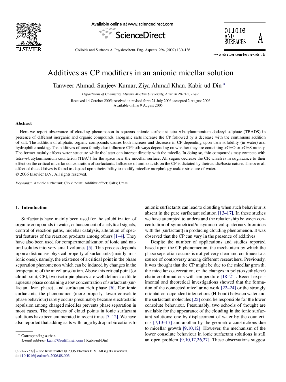 Additives as CP modifiers in an anionic micellar solution