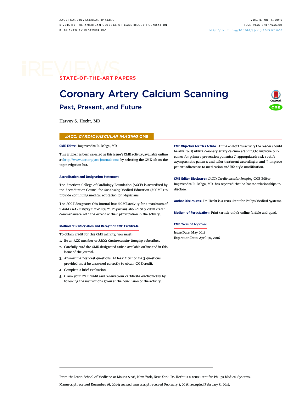 Coronary Artery Calcium Scanning: Past, Present, and Future