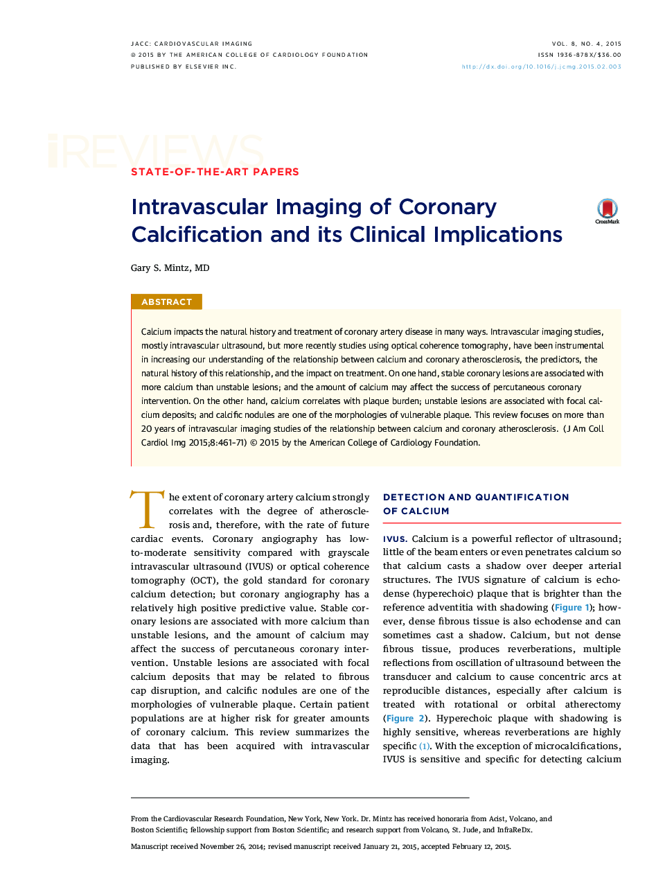 Intravascular Imaging of Coronary Calcification and Its Clinical Implications