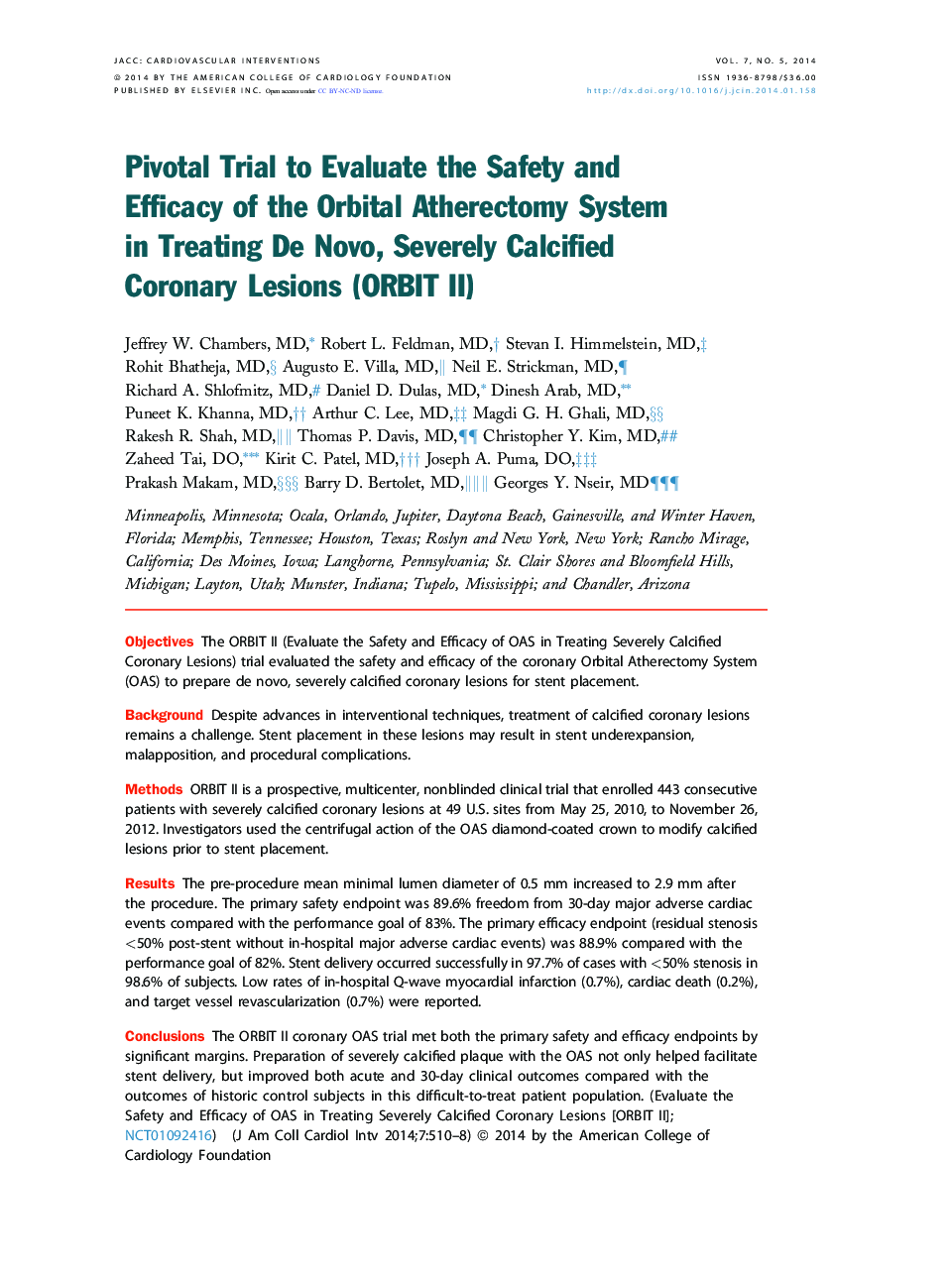 Pivotal Trial to Evaluate the Safety and Efficacy of the Orbital Atherectomy System in Treating De Novo, Severely Calcified Coronary Lesions (ORBIT II)