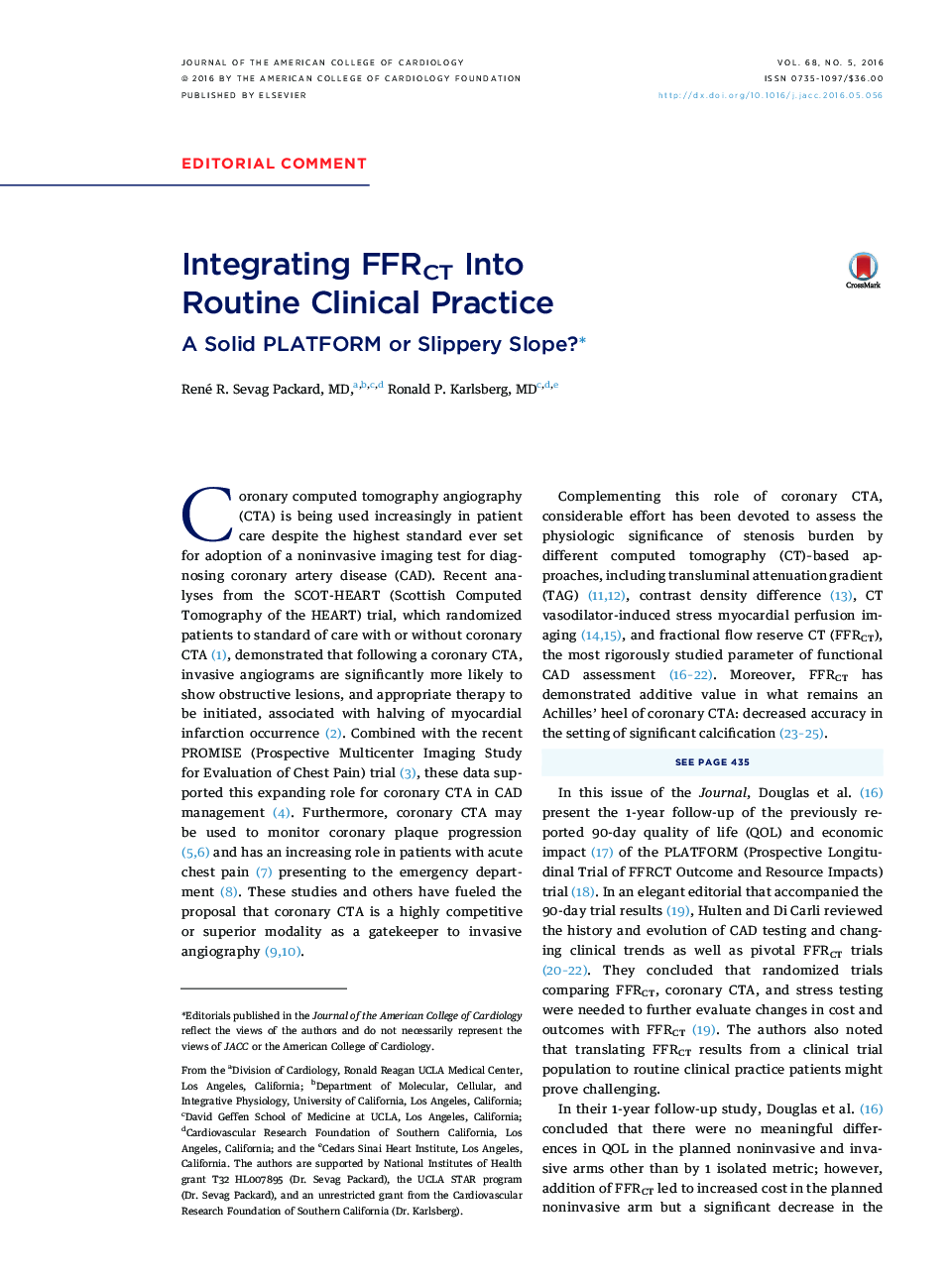 Integrating FFRCT Into RoutineÂ ClinicalÂ Practice