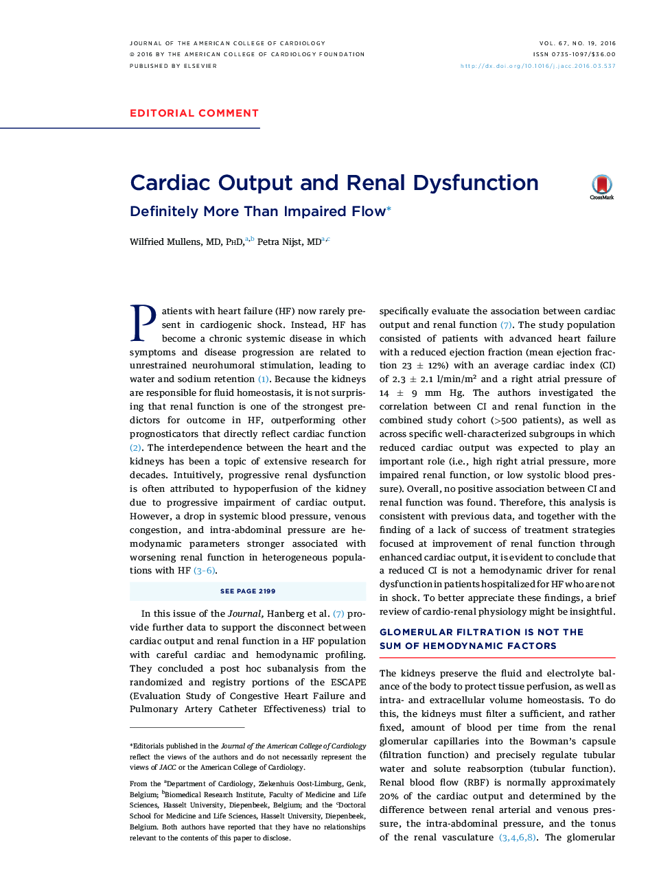 Cardiac Output and Renal Dysfunction