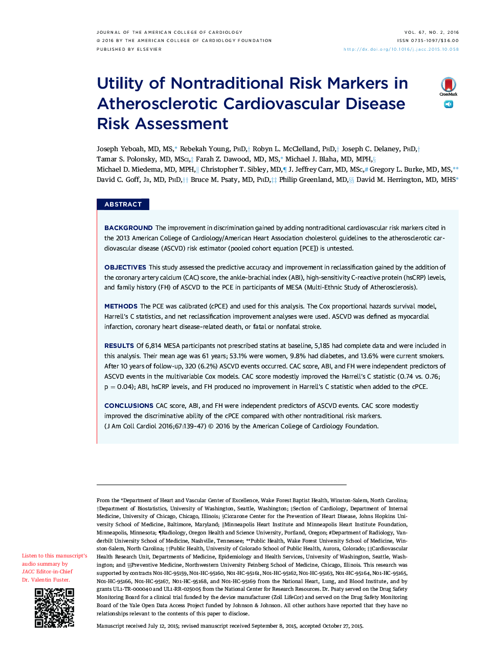 Utility of Nontraditional Risk Markers in Atherosclerotic Cardiovascular Disease Risk Assessment