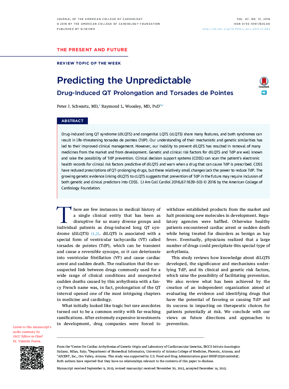 Predicting the Unpredictable: Drug-Induced QT Prolongation and Torsades de Pointes