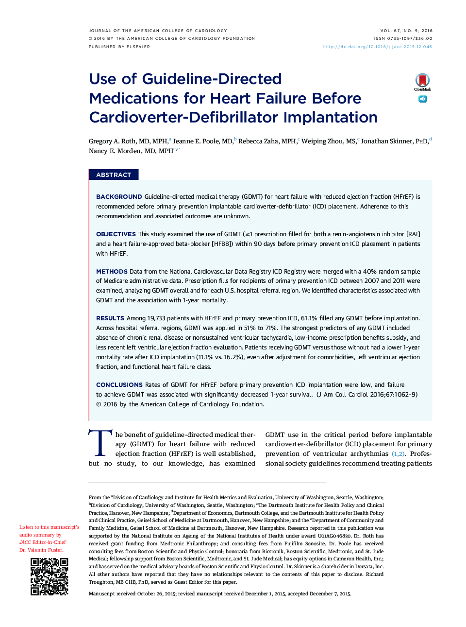 Use of Guideline-Directed MedicationsÂ forÂ Heart Failure Before Cardioverter-Defibrillator Implantation