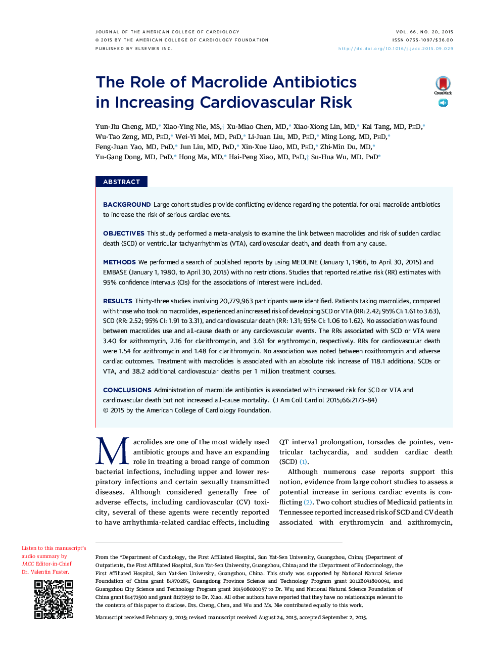 The Role of Macrolide Antibiotics in Increasing Cardiovascular Risk