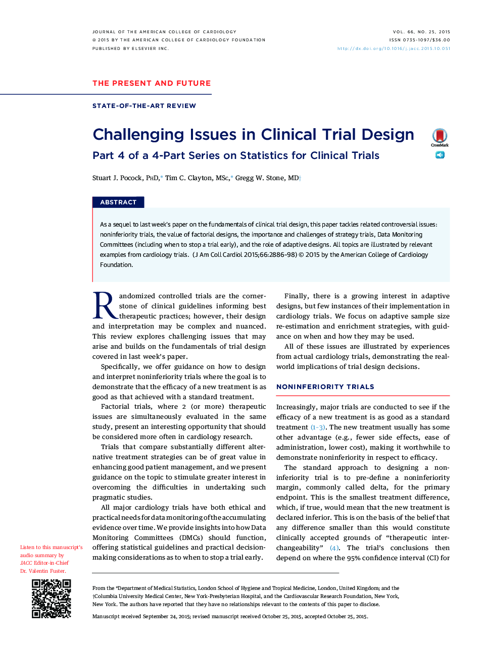 Challenging Issues in Clinical Trial Design: Part 4 of a 4-Part Series on Statistics for Clinical Trials
