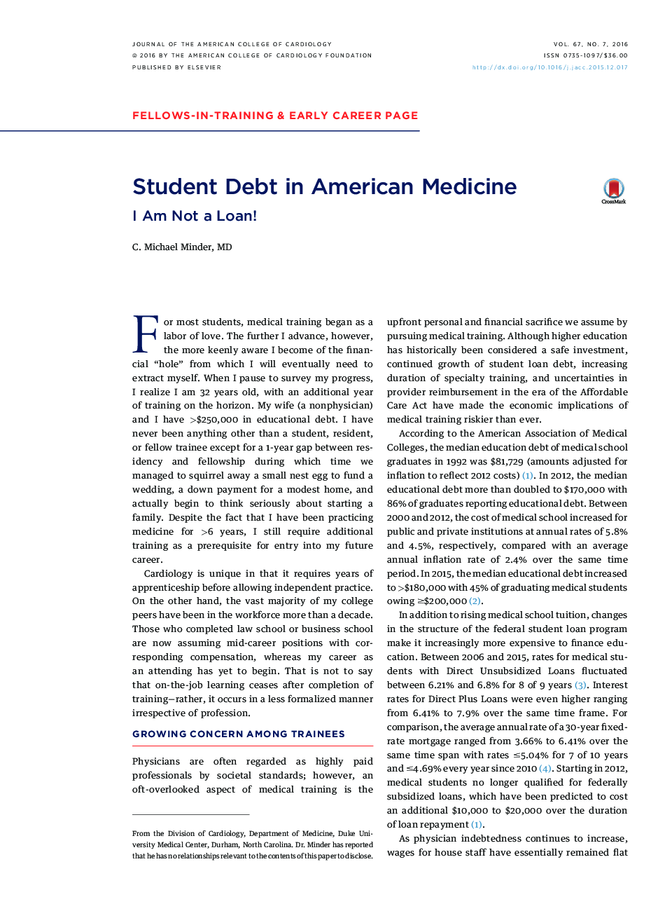 Student Debt in American Medicine