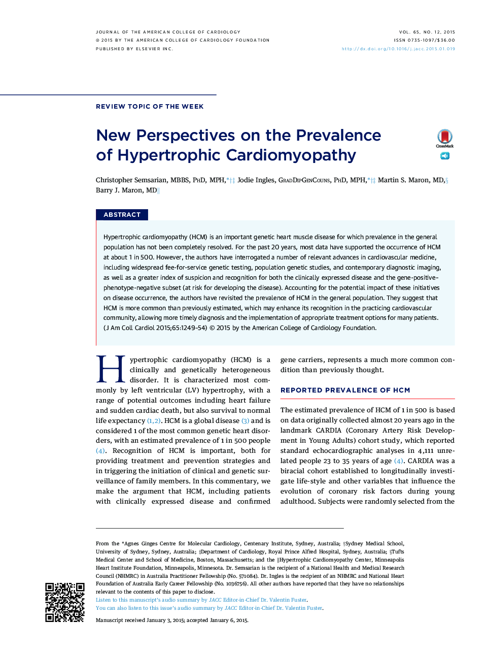 New Perspectives on the Prevalence ofÂ Hypertrophic Cardiomyopathy