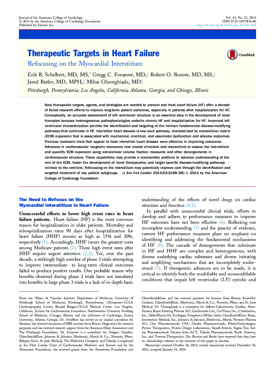 Therapeutic Targets in Heart Failure: Refocusing on the Myocardial Interstitium