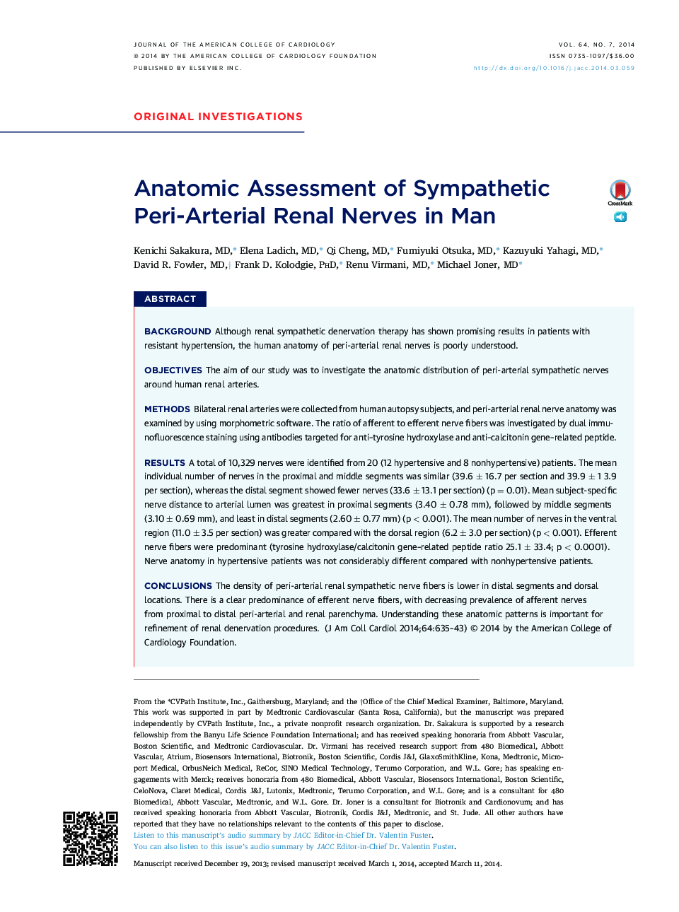 Anatomic Assessment of Sympathetic Peri-Arterial Renal Nerves in Man