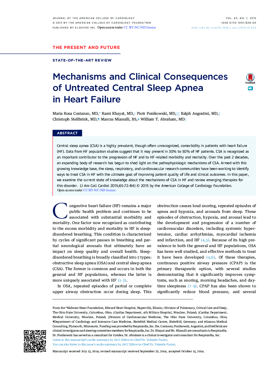 Mechanisms and Clinical Consequences ofÂ Untreated Central Sleep Apnea in HeartÂ Failure