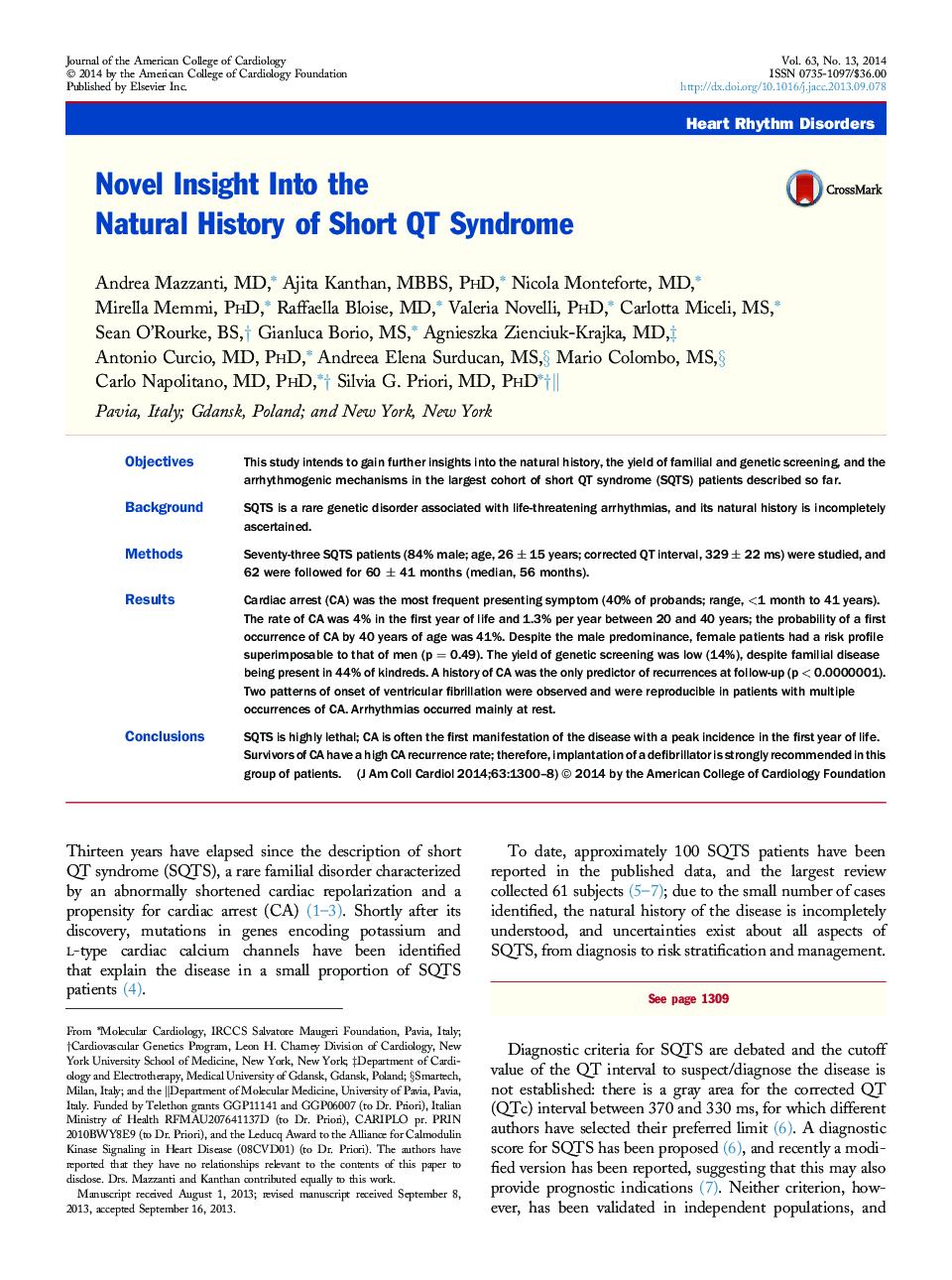 Novel Insight Into the Natural History of Short QT Syndrome