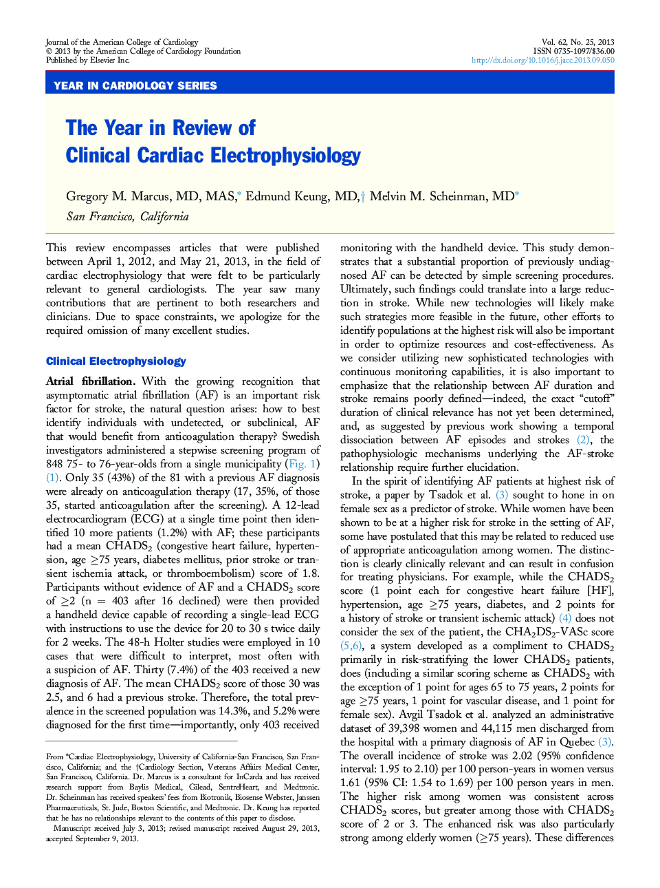 The Year in Review of Clinical Cardiac Electrophysiology