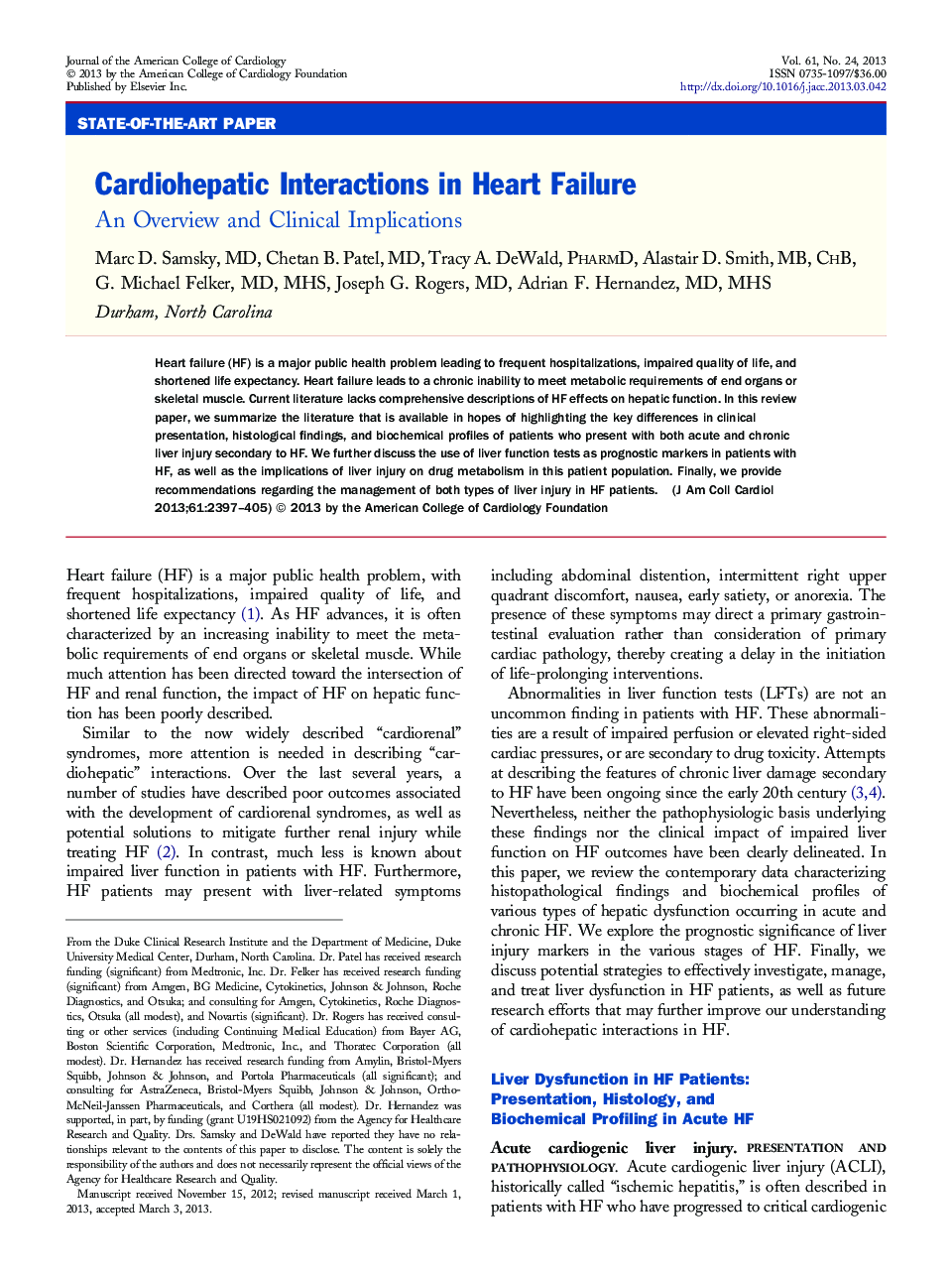 Cardiohepatic Interactions in Heart Failure: An Overview and Clinical Implications