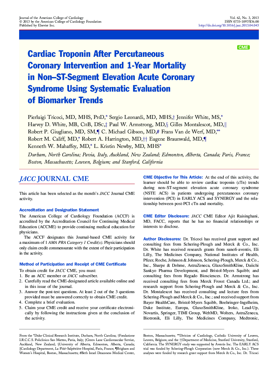 Cardiac Troponin After Percutaneous CoronaryÂ Intervention and 1-YearÂ Mortality inÂ Non-ST-Segment Elevation Acute Coronary SyndromeÂ UsingÂ Systematic Evaluation ofÂ BiomarkerÂ Trends