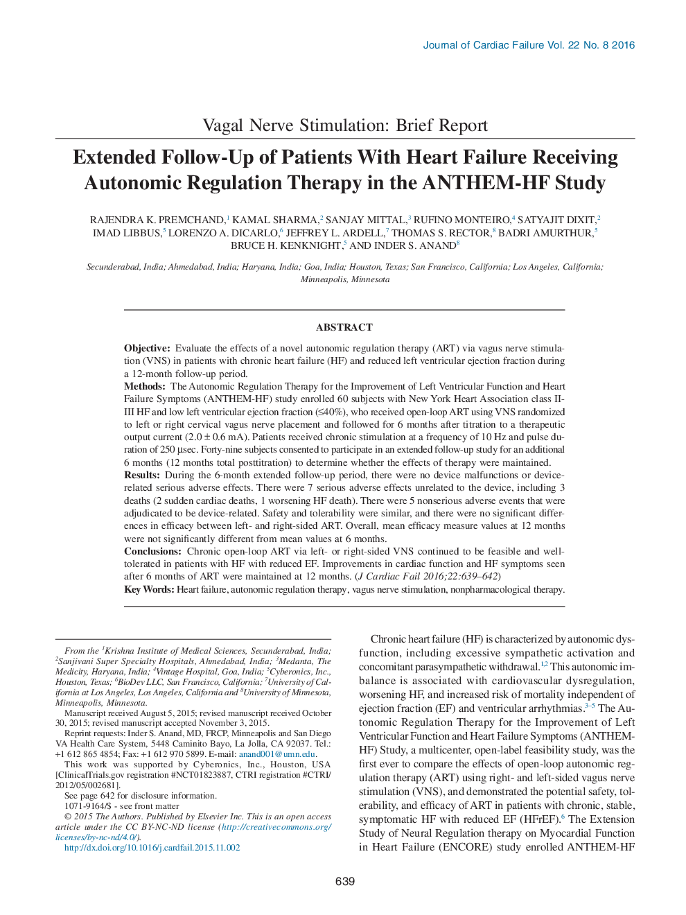 Extended Follow-Up of Patients With Heart Failure Receiving Autonomic Regulation Therapy in the ANTHEM-HF Study