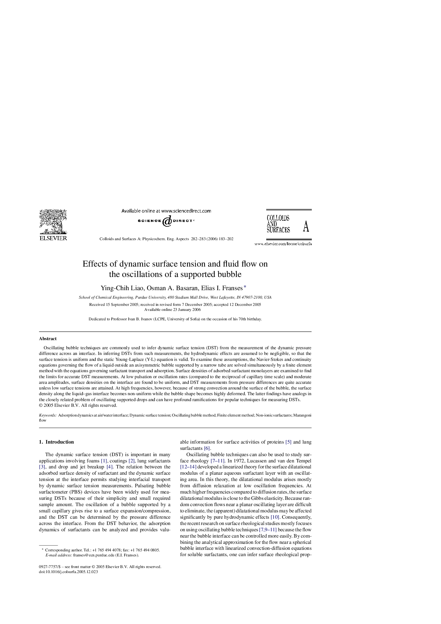 Effects of dynamic surface tension and fluid flow on the oscillations of a supported bubble