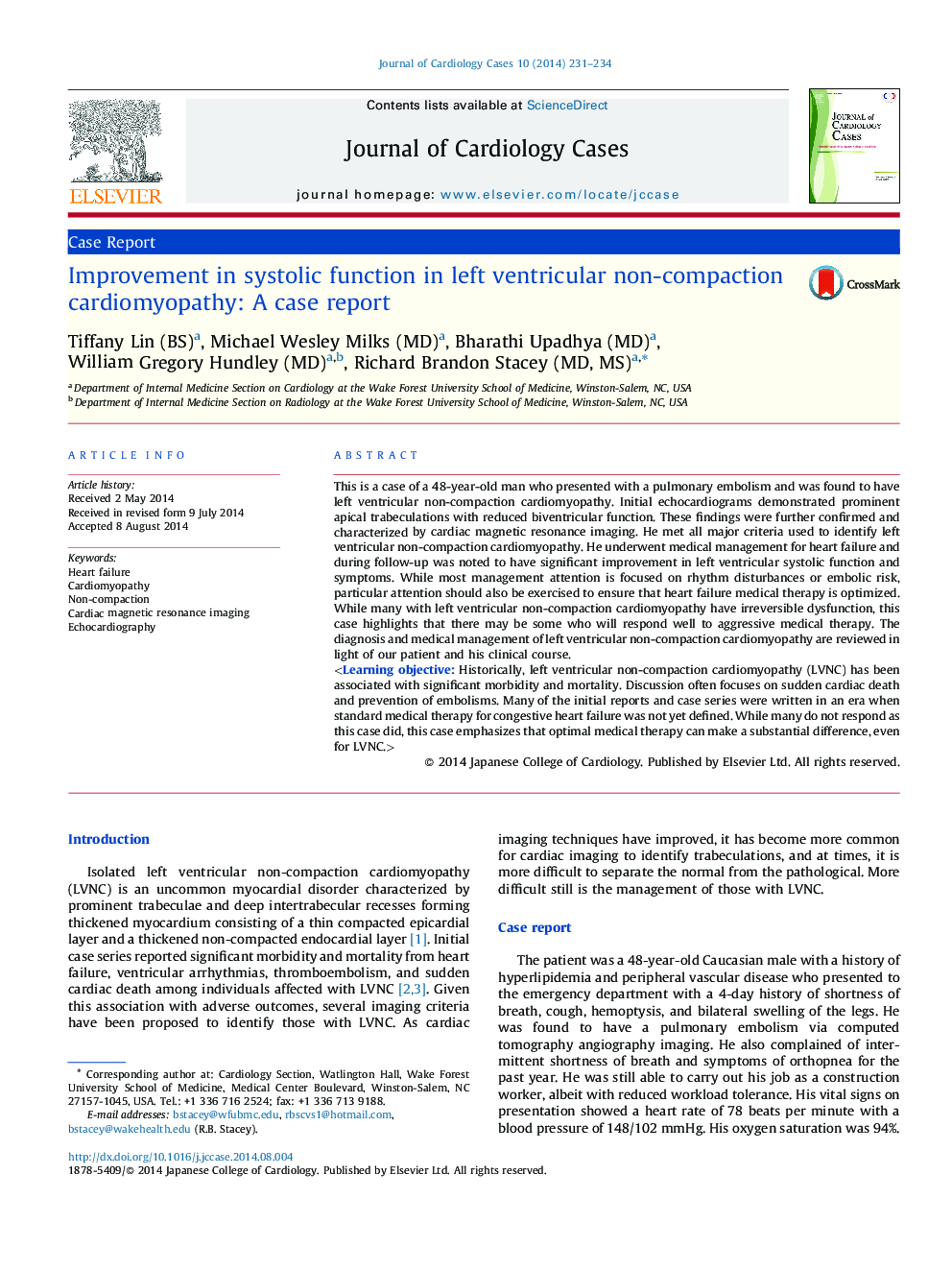 بهبود عملکرد سیستماتیک در کاردیومیوپاتی غیر تراکمی بطن چپ: گزارش مورد 