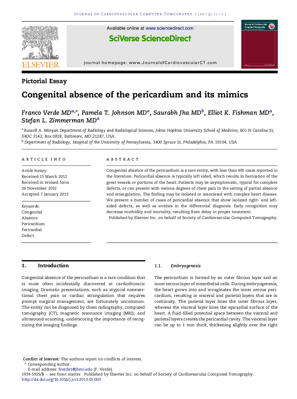 Congenital absence of the pericardium and its mimics