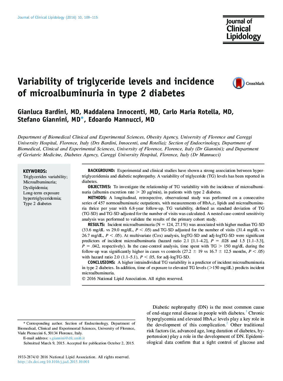 Variability of triglyceride levels and incidence of microalbuminuria in type 2 diabetes