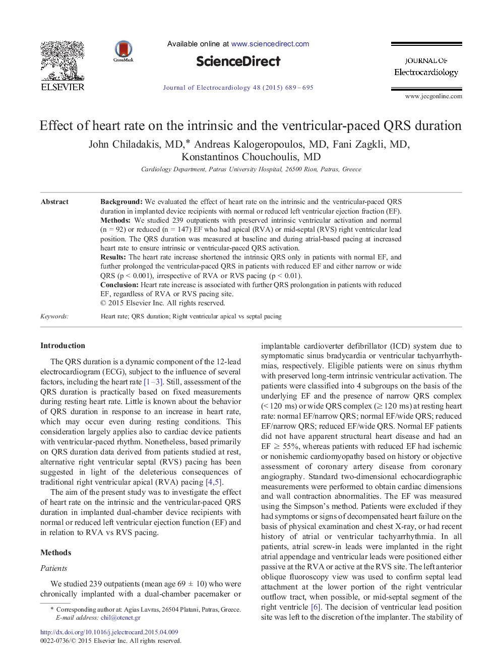 Effect of heart rate on the intrinsic and the ventricular-paced QRS duration