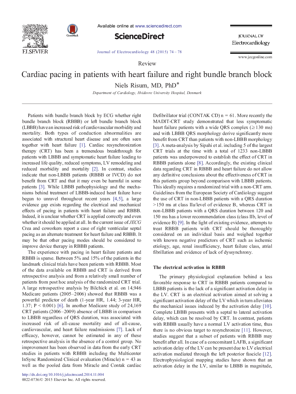 Cardiac pacing in patients with heart failure and right bundle branch block