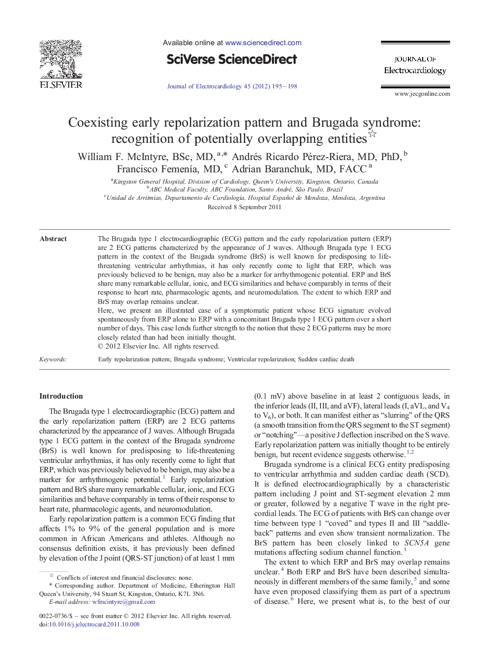 Coexisting early repolarization pattern and Brugada syndrome: recognition of potentially overlapping entities