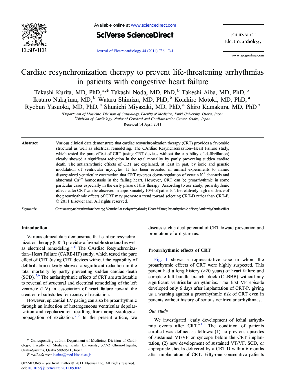 Cardiac resynchronization therapy to prevent life-threatening arrhythmias in patients with congestive heart failure