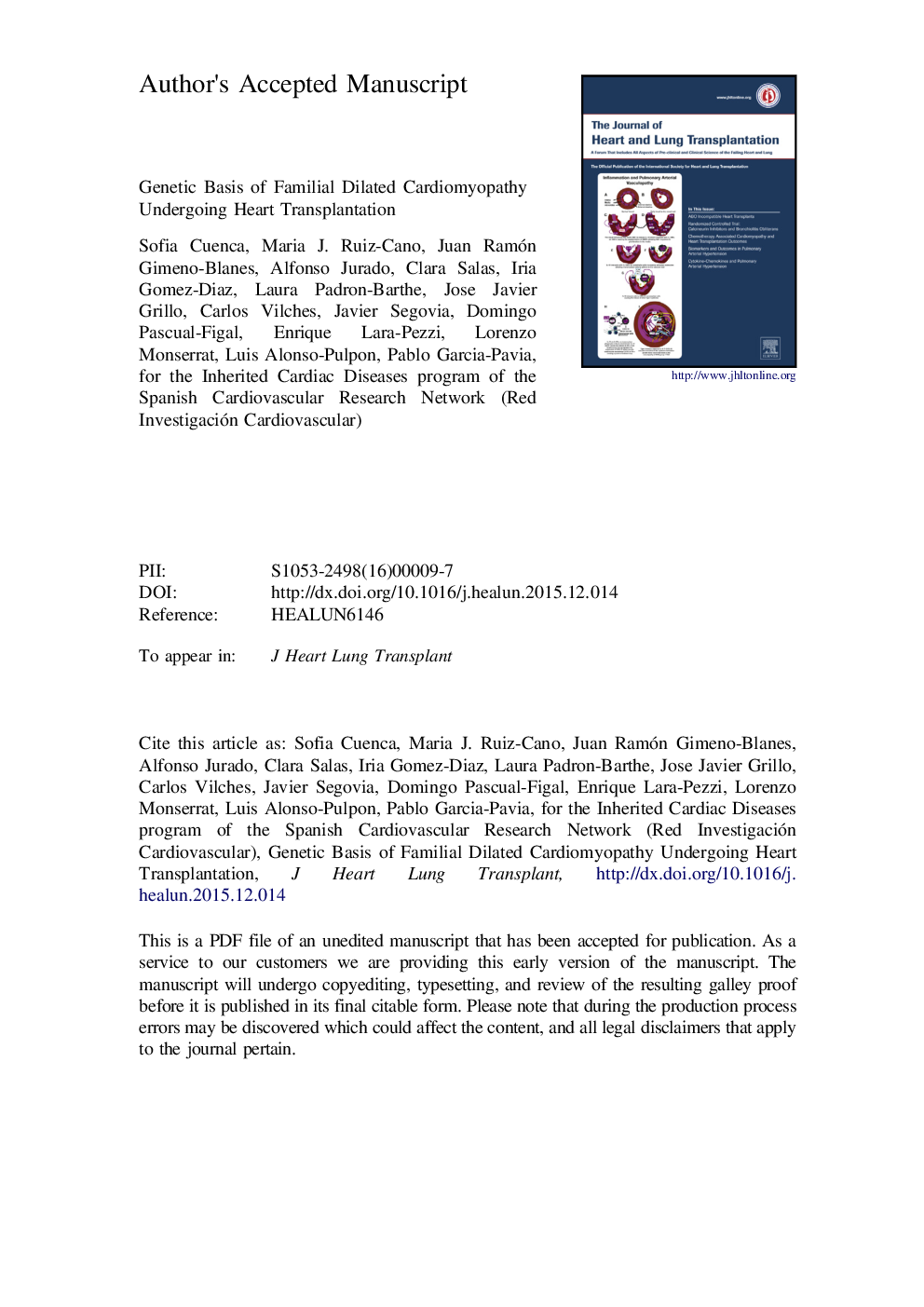 Genetic basis of familial dilated cardiomyopathy patients undergoing heart transplantation