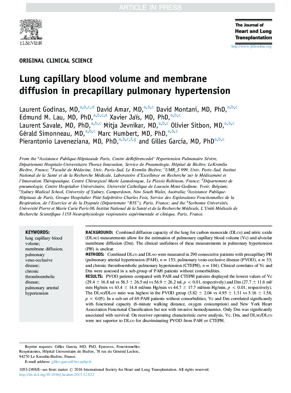 Lung capillary blood volume and membrane diffusion in precapillary pulmonary hypertension