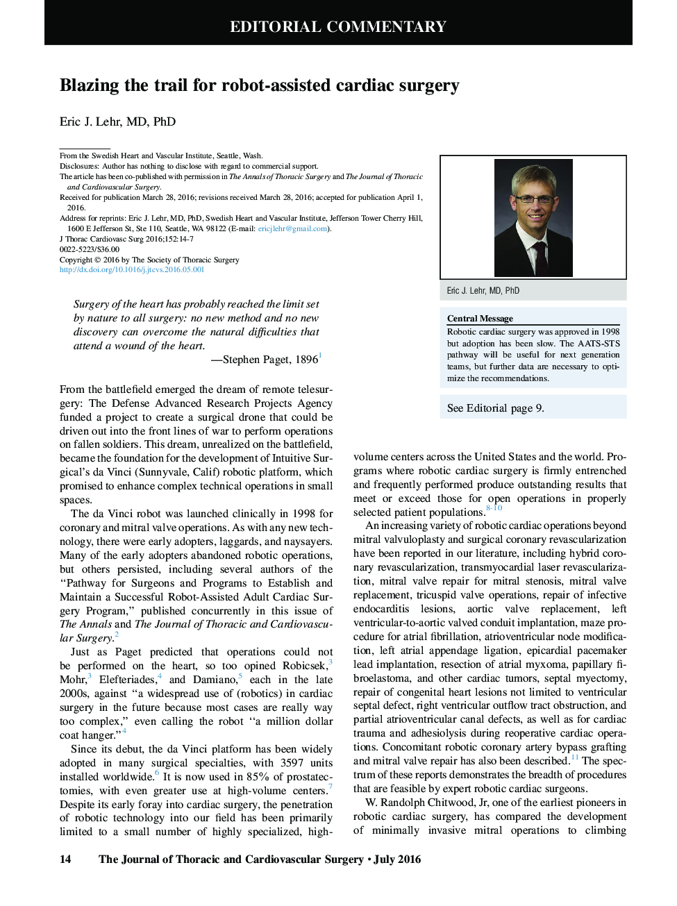 Blazing the trail for robot-assisted cardiac surgery