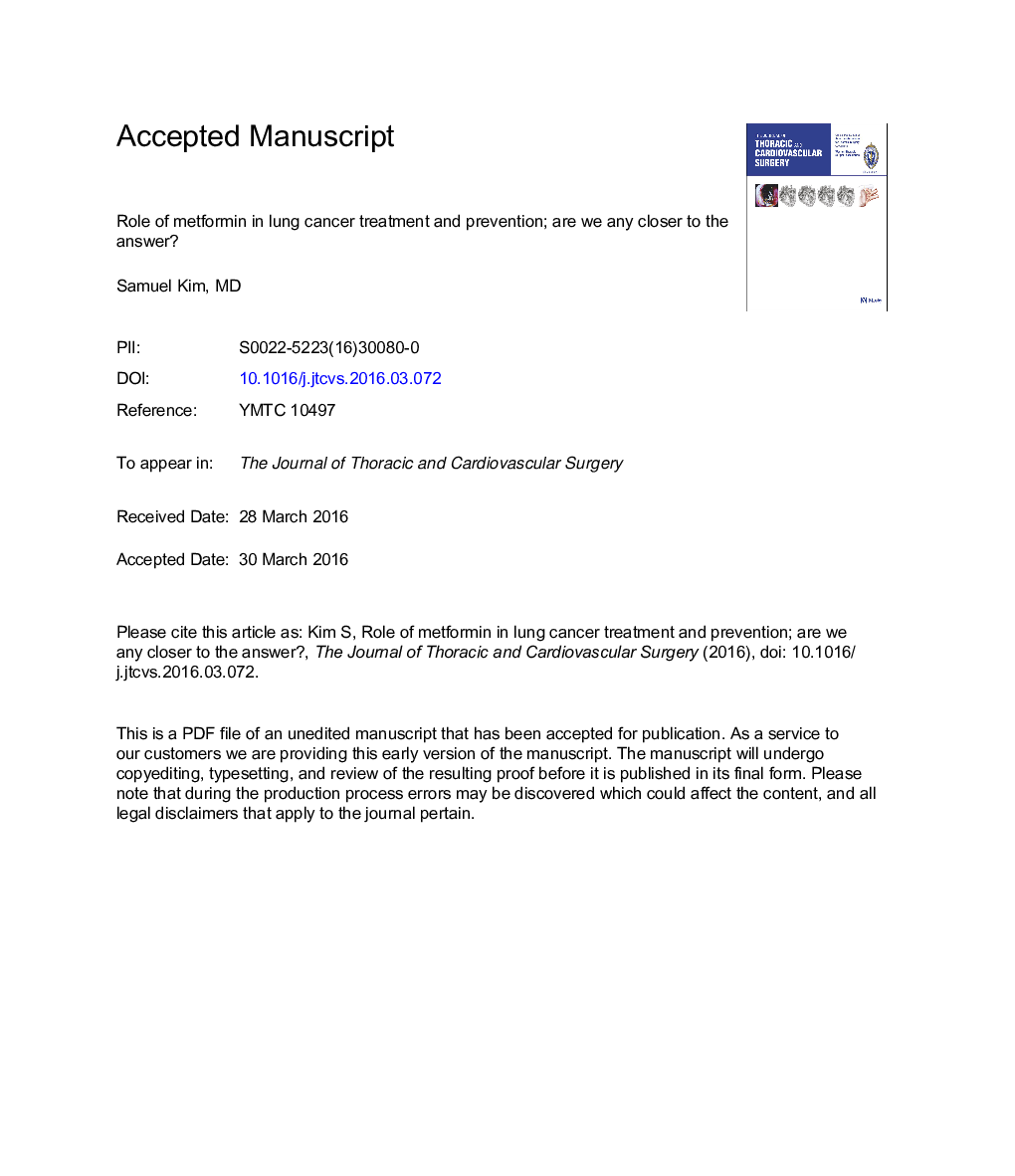 Role of metformin in lung cancer treatment and prevention: Are we any closer to the answer?