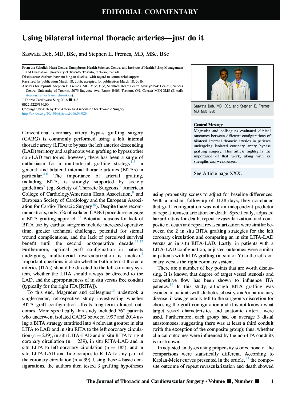 Using bilateral internal thoracic arteries-just do it