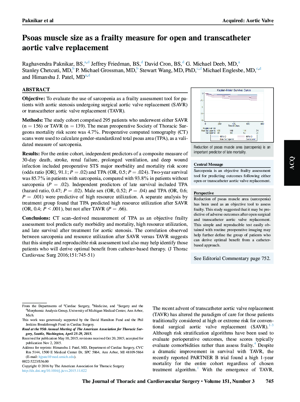 Psoas muscle size as a frailty measure for open and transcatheter aortic valve replacement