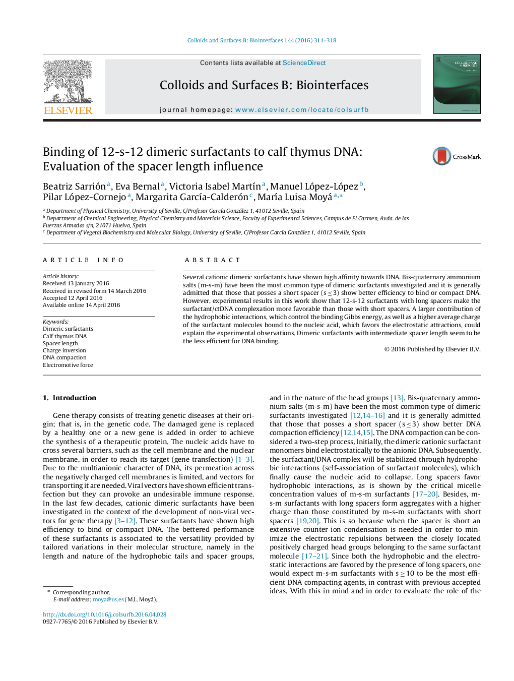 Binding of 12-s-12 dimeric surfactants to calf thymus DNA: Evaluation of the spacer length influence