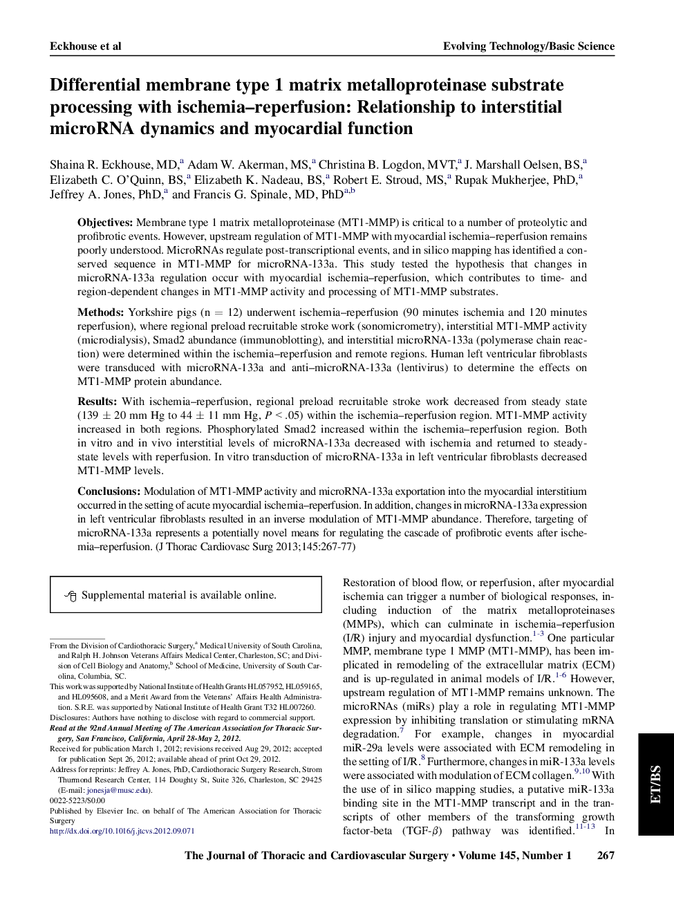 Differential membrane type 1 matrix metalloproteinase substrate processing with ischemia-reperfusion: Relationship to interstitial microRNA dynamics and myocardial function