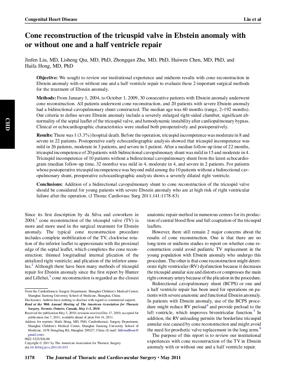 Cone reconstruction of the tricuspid valve in Ebstein anomaly with or without one and a half ventricle repair