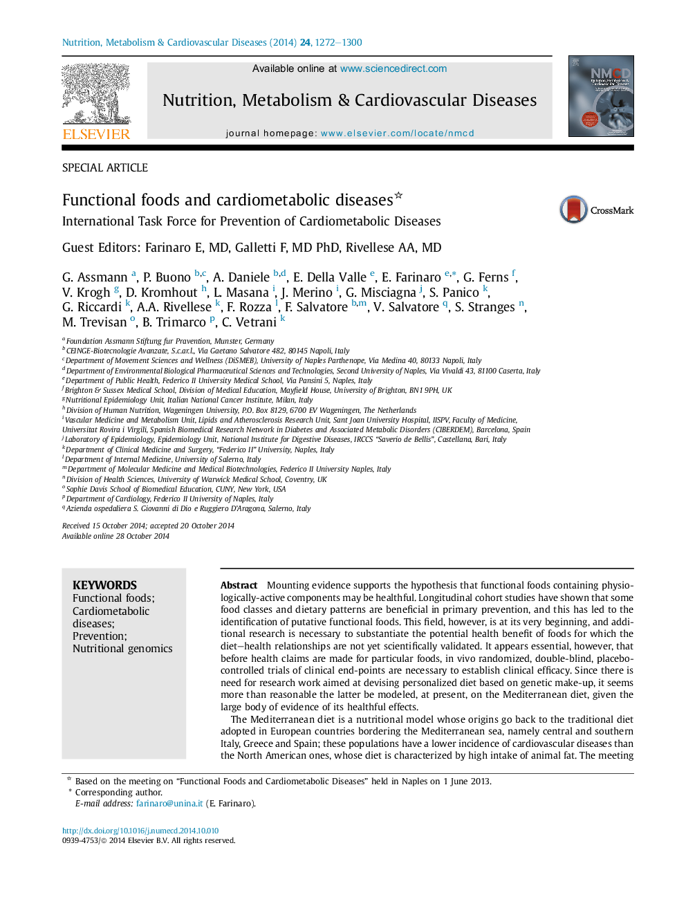 Functional foods and cardiometabolic diseases: International Task Force for Prevention of Cardiometabolic Diseases