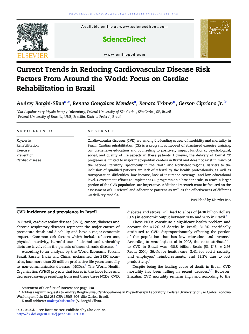 Current Trends in Reducing Cardiovascular Disease Risk Factors From Around the World: Focus on Cardiac Rehabilitation in Brazil