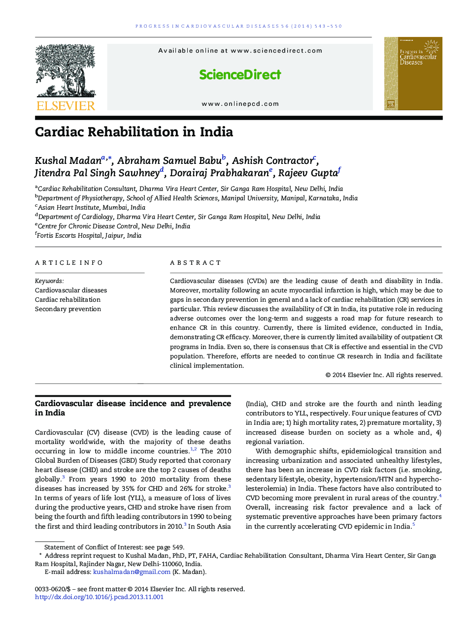 Cardiac Rehabilitation in India