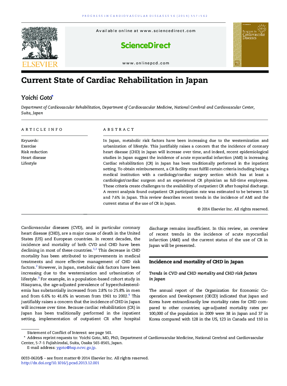 Current State of Cardiac Rehabilitation in Japan